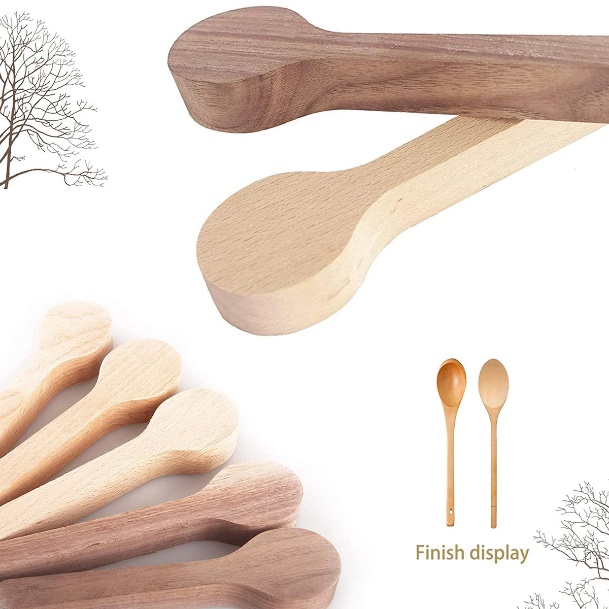 Wood Carving Spoon Blanks Carve Your Own Spoon Beech and Walnut DIY Wood Crafts Wood 5/10 PCS