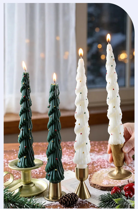 Christmas Tree Taper Candle Pine Tree Candlestick Xmas Dinner Table Decor