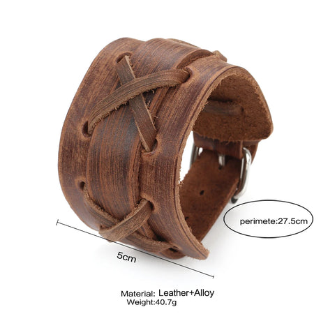 Genuine Leather Wristband Bracelet for Men Handmade Wrist Cuff
