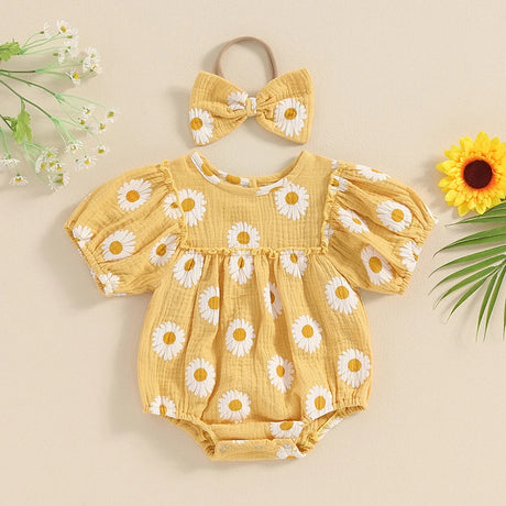 Valentines Day Easter St Patricks Christmas Baby Girls Heart Print Romper with Headband