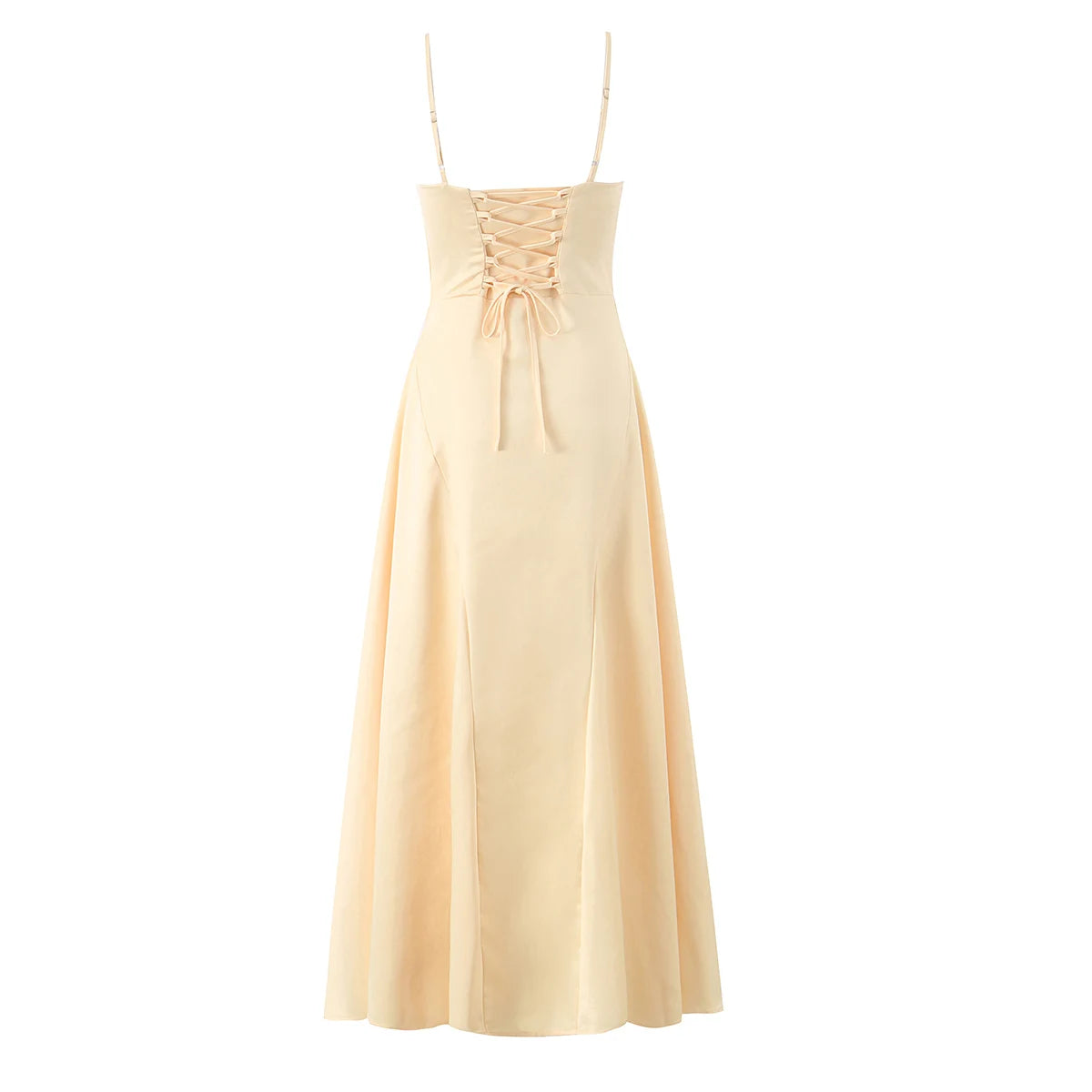 Laced Back Satin Sling Slip Dress Layering Piece