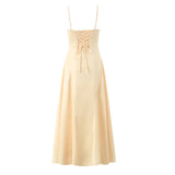 Laced Back Satin Sling Slip Dress Layering Piece