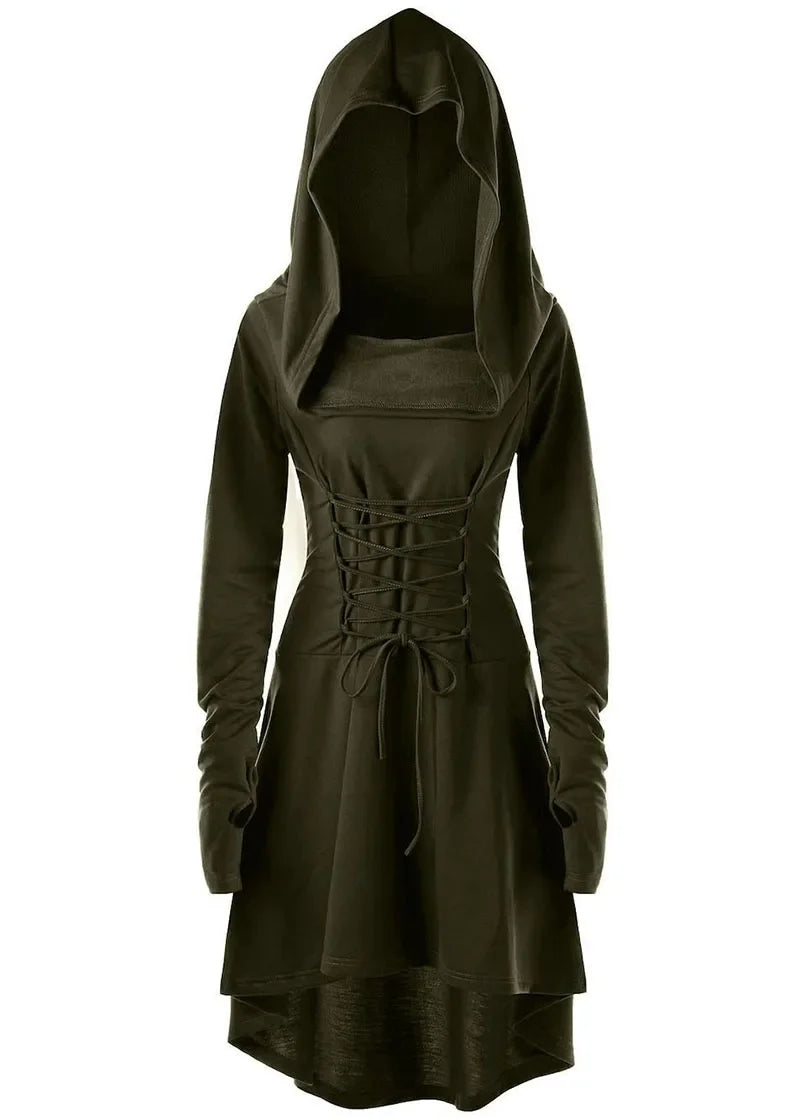 Archer's Goblincore Hooded  Lace Up Tunic Dress