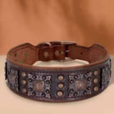 Genuine Leather Dog Collar 2inch Wide Rivet Spikes Collars for Medium Large Dogs Medieval Cosplay