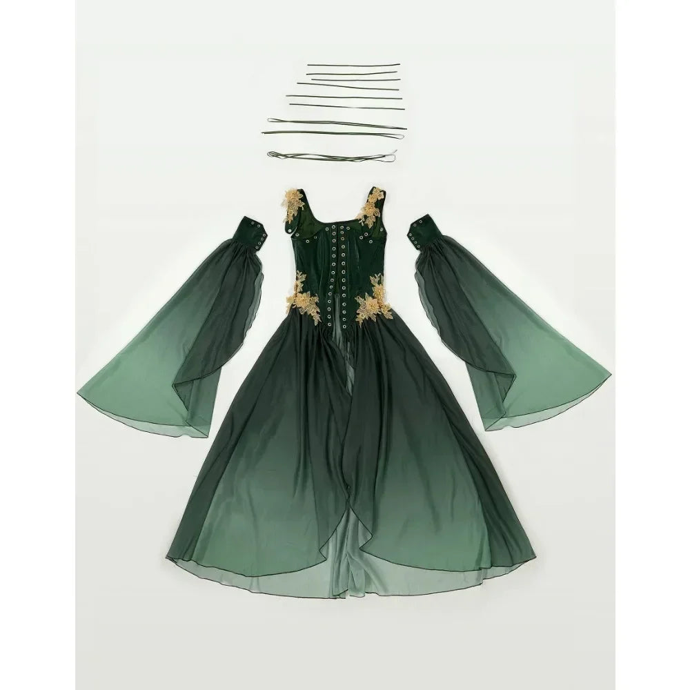 Elven Medieval Renaissance Costume Elf Style Corsetted Dress Cosplay C Woodland Gatherer Elven Medieval Renaissance Costume Elf Style Corsetted Dress Cosplay C Woodland Gatherer