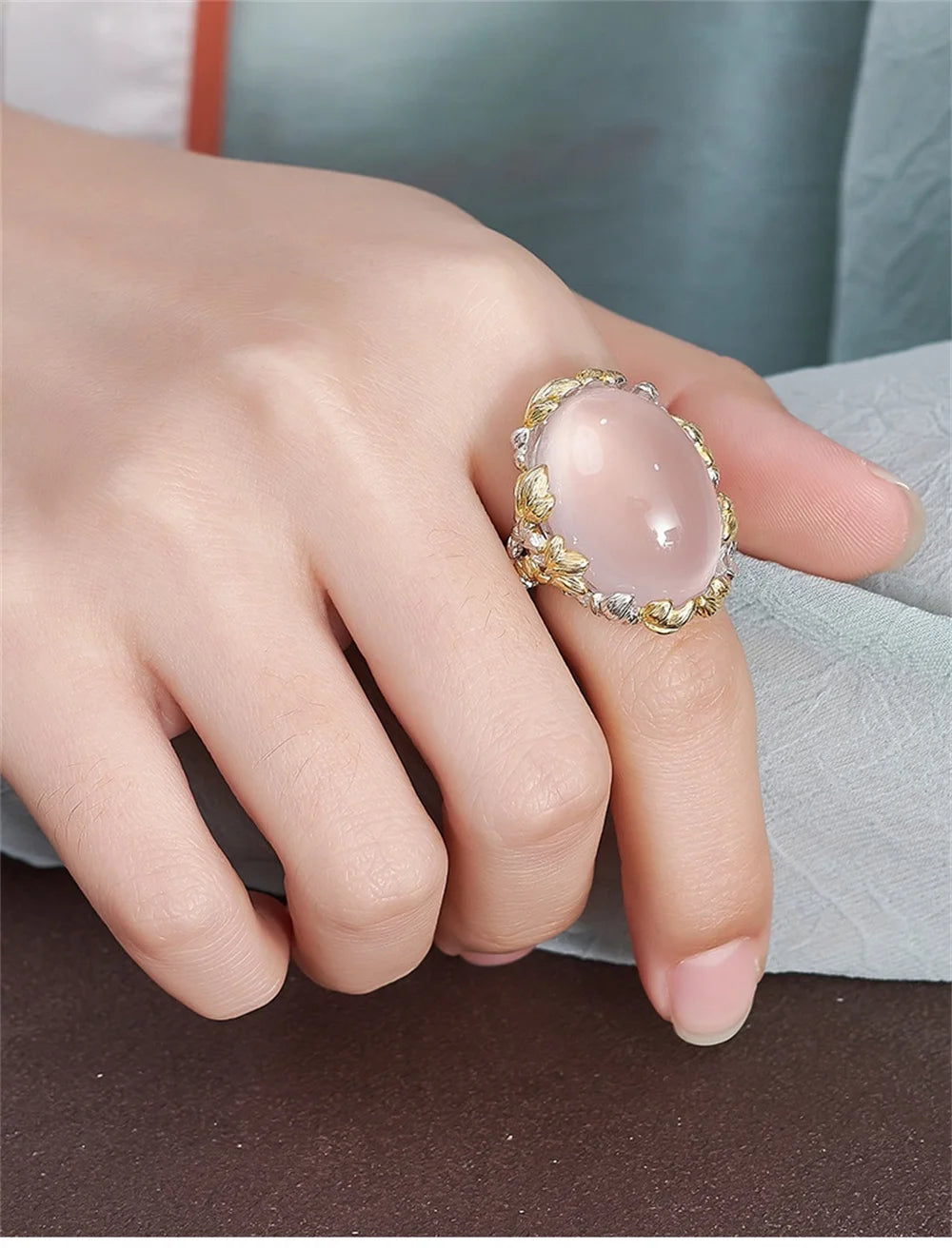 The Forest's Gifts S925 Sterling Silver Ring Pink Crystal