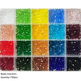 24 Colour Bicone Crystal Glass Beads Set with Storage Case Sparkling Faceted Beads for Jewellery Making DIY Craft