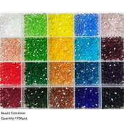 24 Colour Bicone Crystal Glass Beads Set with Storage Case Sparkling Faceted Beads for Jewellery Making DIY Craft