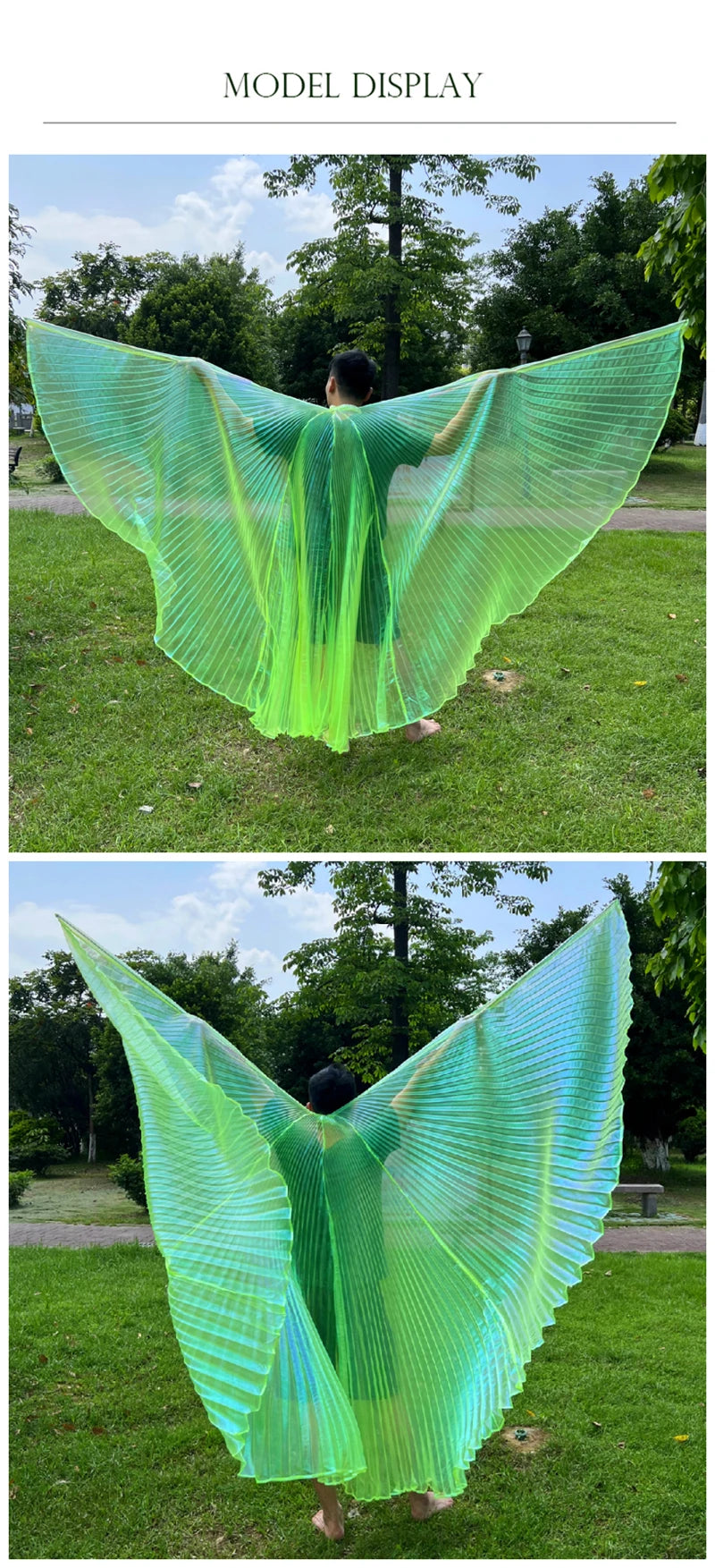 Transparent Iridescent Stage Performance Egyptian 300 Degree Wings Belly Dance Isis Wings