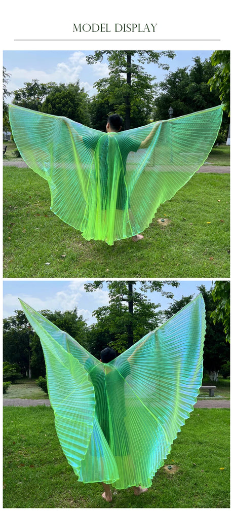 Transparent Iridescent Stage Performance Egyptian 300 Degree Wings Belly Dance Isis Wings