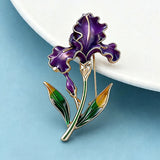 November Birthday Flower Brooch Enamel Iris