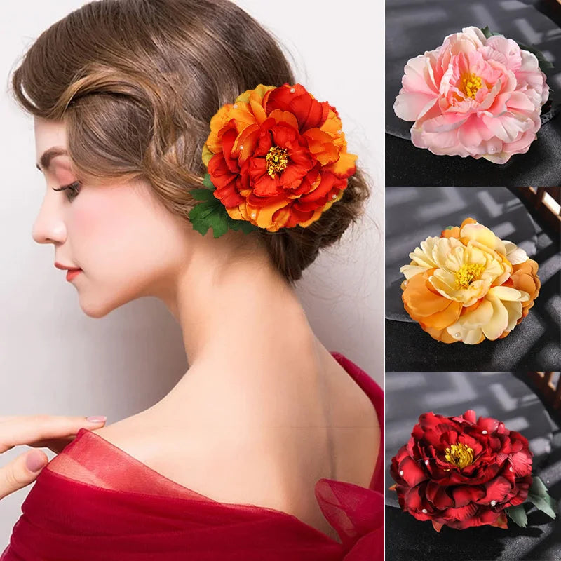15cm Large Blooming Rose Flower Hair Clip & Brooch