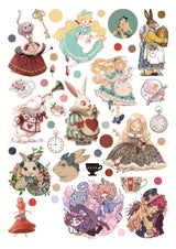 Vintage Alice In Wonderland Theme Scrapbooking Stickers