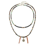 Men's Stacked African Stone Beaded Necklace Set Layered Bohemian Necklace