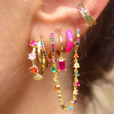 Colourful Zircon Gold Stud Earrings Mix'n'Match