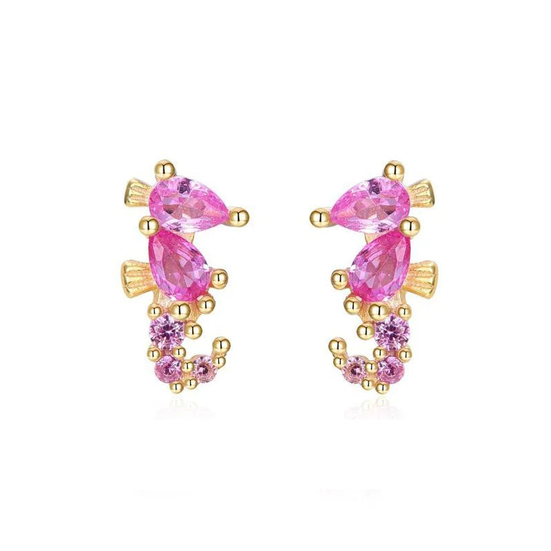 Colourful Zircon Gold Stud Earrings Mix'n'Match