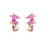 Colourful Zircon Gold Stud Earrings Mix'n'Match