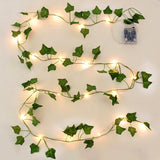 2/5/10M Silk Leaves Fake Creeper Green Leaf Ivy Vine LED String Lights Artificial Plants Decor