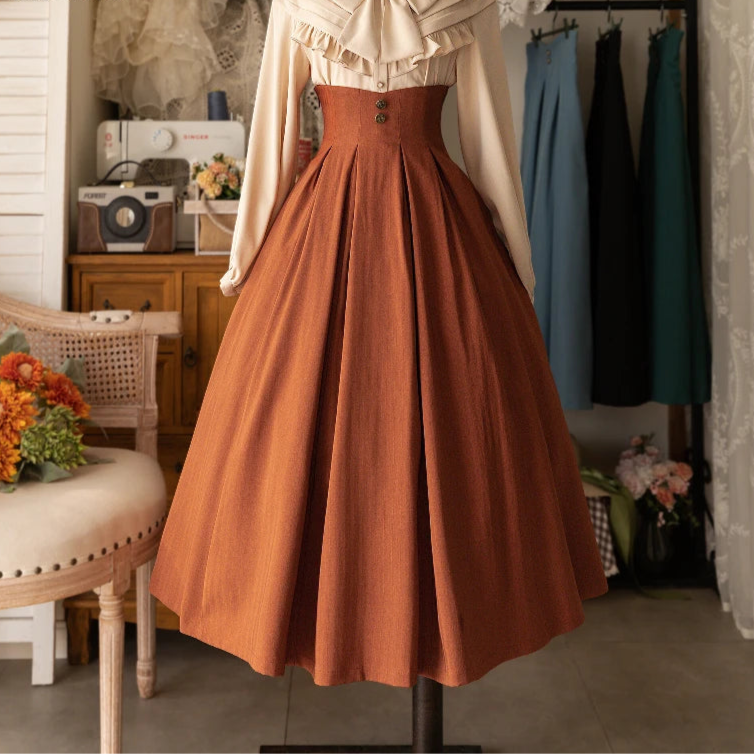 Victorian High Waist Midi Skirt