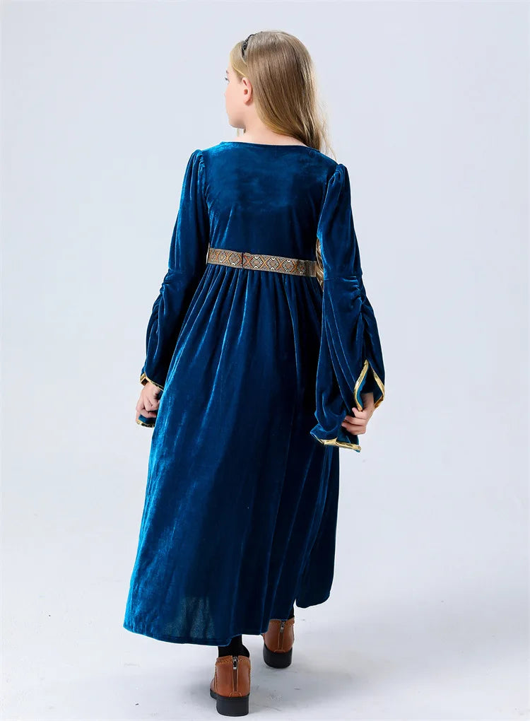 Girls Medieval Court Velvet Gowns Cosplay Costume