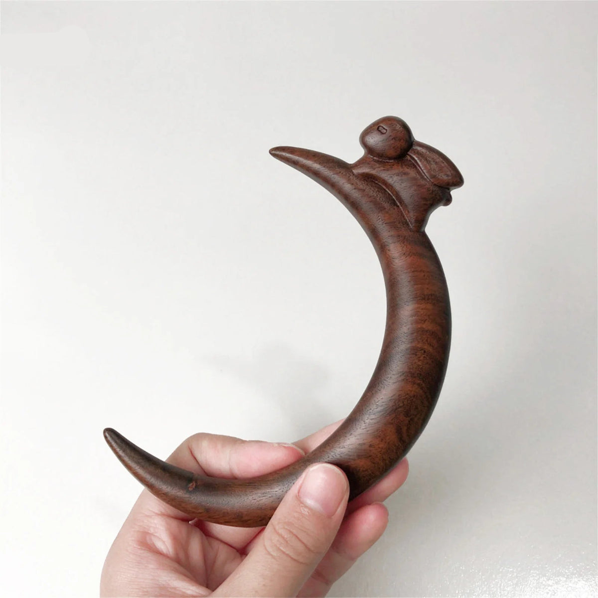 Wooden Hair Sticks Moon Shaped Cute Rabbit Designs Handmade Hair Accessory