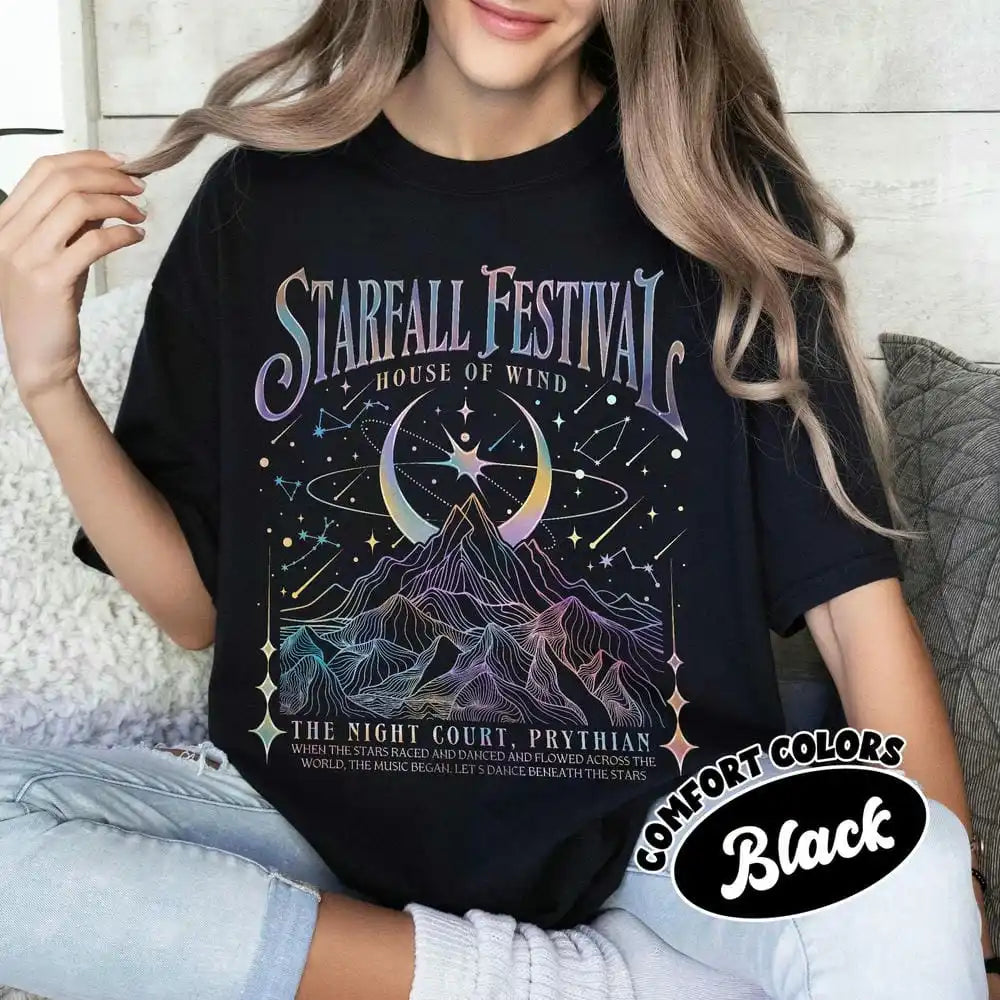 Velaris Starfall Festival T-Shirt Unisex SJM ACOTAR Cotton Tee Dark Academia Bookish Literary Shirt