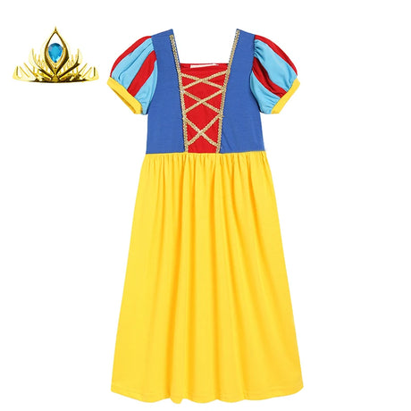 Soft Princess Dress for Girls Kids Halloween Cosplay Belle Cinderella Aurora Melinda Snow White Costume