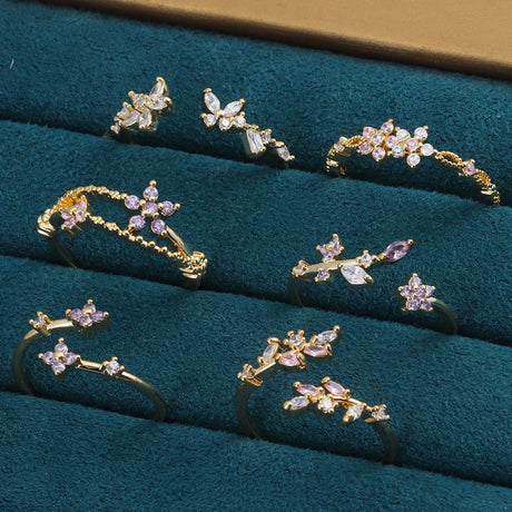 Sweet and Dainty Colourful Zircon Rings Gift Idea