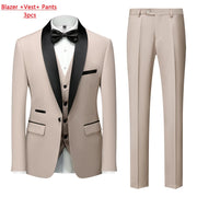 Mens Tuxedo Three Piece Suit Blazer with Trousers and Vest