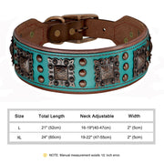 Genuine Leather Dog Collar 2inch Wide Rivets and Spikes Medieval Cosplay