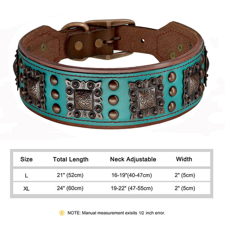 Genuine Leather Dog Collar 2inch Wide Rivets and Spikes Medieval Cosplay