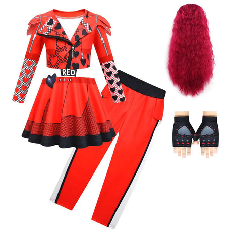 Descendants Red Costumes Girl Halloween Costumes The Rise of Red Cosplay Dress  3-12Y