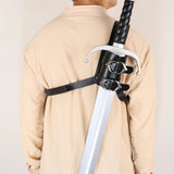 Medieval Faux Leather Single Back Sword Frog Adjustable Sword Holster Middle Ages LARP Cosplay