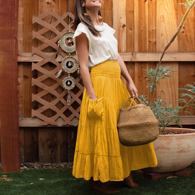 Flower's Cotton Maxi Skirt