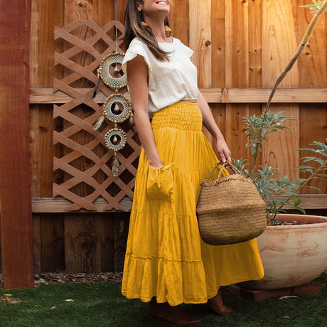 Flower's Cotton Maxi Skirt