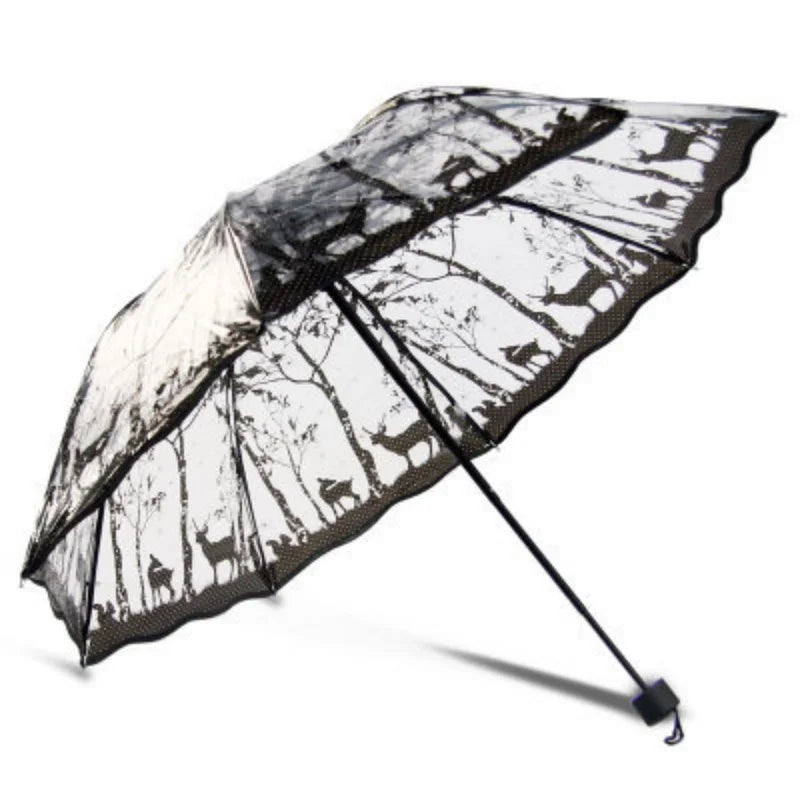 Forest Silhouette Transparent Umbrella PVC Umbrella