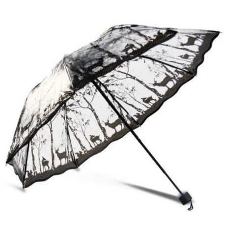 Forest Silhouette Transparent Umbrella PVC Umbrella