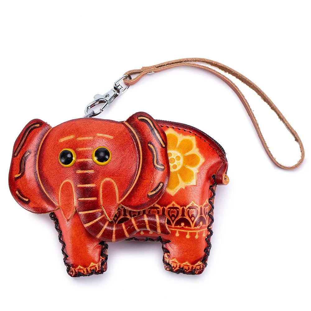 Genuine Leather Cute Coin Purses Handmade Animal Mini Cases