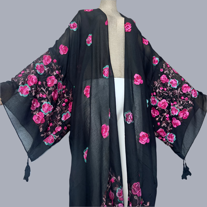 Rose's Embroidered Bohemian Cover Up Kimono