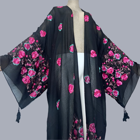 Rose's Embroidered Bohemian Cover Up Kimono