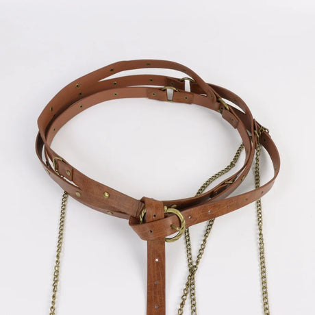 1 Piece Multi Wrap PU Belt with Chain Medieval Ranger Cosplay Belt
