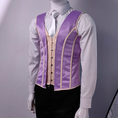 Lavender Men's Boned Waistcoat Corset Vest Lace Up Burlesque Performance Stage Costume