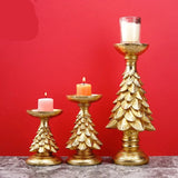 Resin Vintage Christmas Tree Candlestick Holders