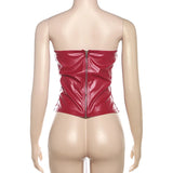 Red's Lace-up PU Leather Corsets
