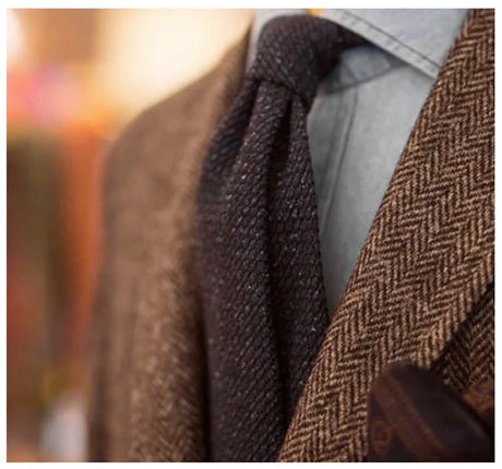 Mens British Herringbone Tweed Wool Suit Jacket