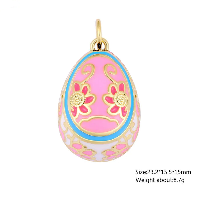 Enamel Easter Egg Pendants 18K Gold Plated Charms For DIY Earrings Necklaces Jewellery Making