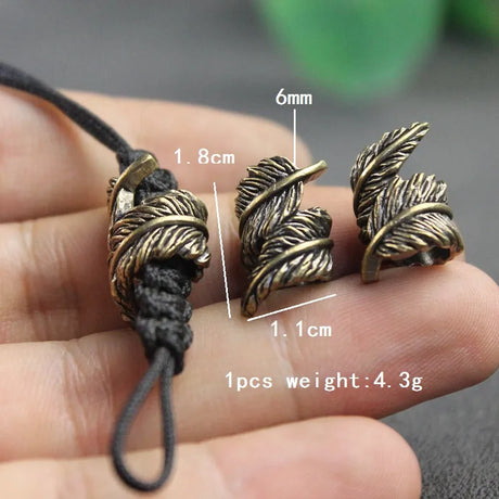 Feather Curls Brass Paracord Beads Lanyard Dreadlock Beard Bead