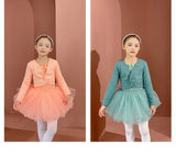 Plush Girls Ballet Wrap Tops Long Sleeve Dance Warm Up Sweater