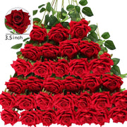 50 Pcs Velvet Roses Artificial Flowers Real Touch Fake Roses Valentine's DIY Wedding Bouquet Home Decor
