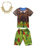 Maui Kids Cosplay 2Pcs Print Moana Boys Swimsuits Top and Shorts Children's Swimwear Book Week Costumes